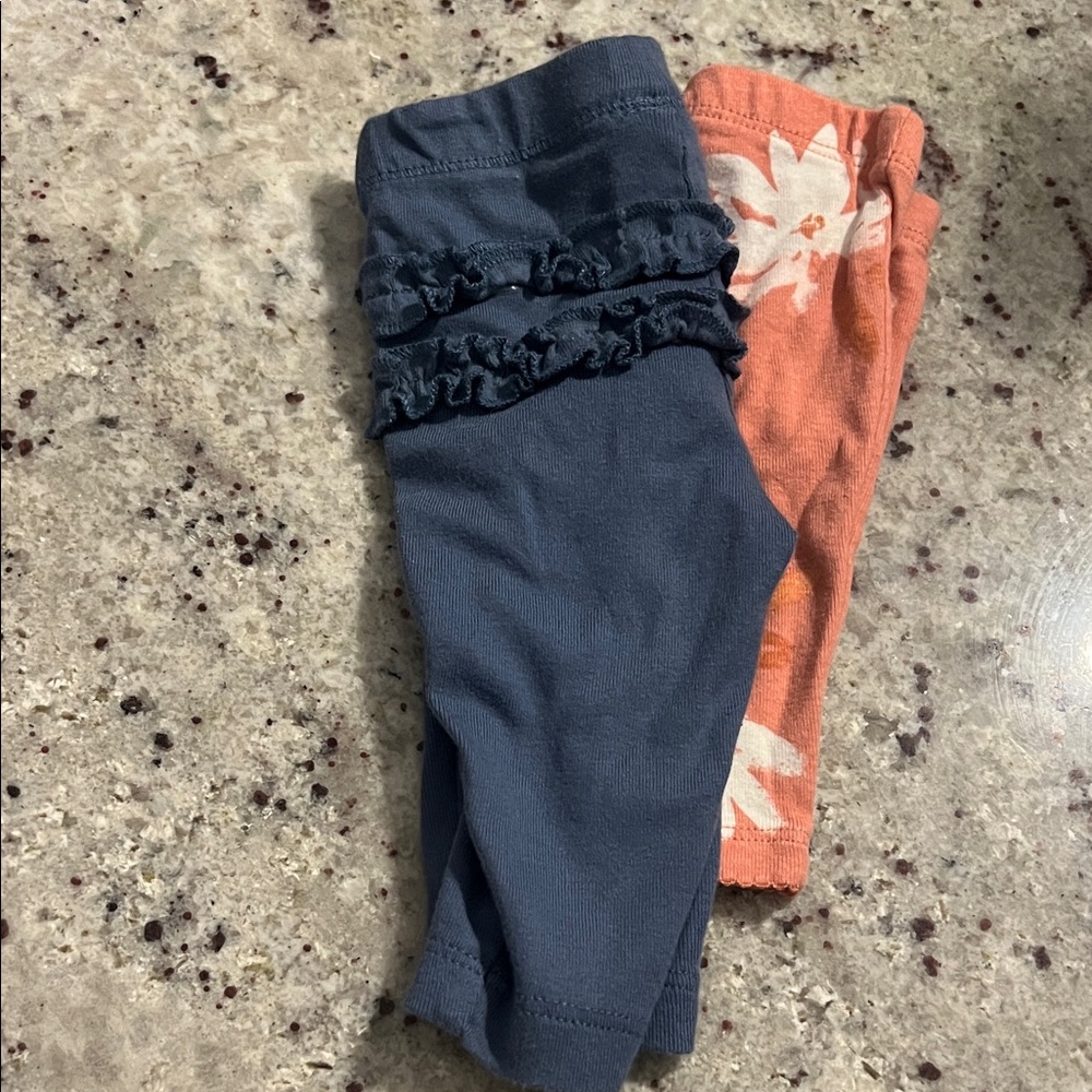 Ruffled Navy and Floral Leggings Set